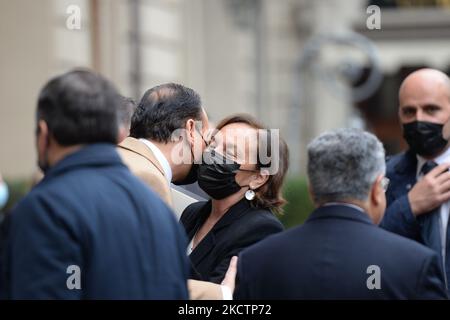 Luciana Lamorgese arriva a Torino e incontra Alberto Cirio in Piazza Carignano il 12 novembre 2021, in Italia (Foto di Alberto Gandolfo/NurPhoto) Foto Stock
