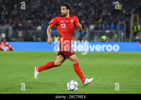 Ricardo Rodriguez di Svizzera durante la partita di calcio di qualificazione della Coppa del mondo 2022 tra Italia e Svizzera allo Stadio Olimpico di Roma, Italia, il 12 novembre 2021. (Foto di Giuseppe Maffia/NurPhoto) Foto Stock