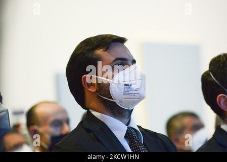 Carlo Sibilia durante la notizia Presentazione del calendario storico 2022 dei Carabinieri il 15 novembre 2021 alla Galleria Nazionale d&#39;Arte moderna di Roma (Foto di Gloria Imbrorno/LiveMedia/NurPhoto) Foto Stock