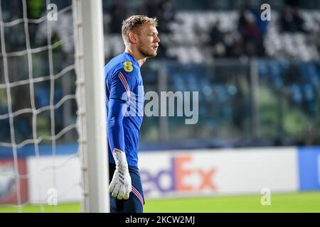 Aaron Ramsdale in Inghilterra durante la Coppa del mondo FIFA Qatar 2022 qualificatori - San Marino vs Inghilterra il 15 novembre 2021 allo stadio di San Marino a San Marino, Repubblica di San Marino (Foto di Ettore Griffoni/LiveMedia/NurPhoto) Foto Stock