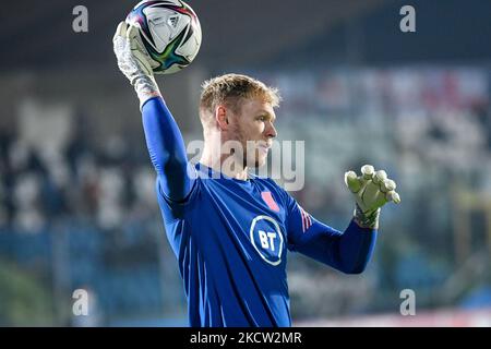 Aaron Ramsdale in Inghilterra durante la Coppa del mondo FIFA Qatar 2022 qualificatori - San Marino vs Inghilterra il 15 novembre 2021 allo stadio di San Marino a San Marino, Repubblica di San Marino (Foto di Ettore Griffoni/LiveMedia/NurPhoto) Foto Stock