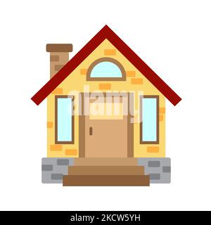 Illustrazione vettoriale di una casa semplice in stile cartoon isolato su uno sfondo bianco Illustrazione Vettoriale