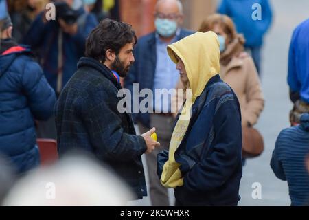 Marco Bocci, Laura Chiatti durante le riprese del film 'la Caccia', a Rieti, il 23 novembre 2021. (Foto di Riccardo Fabi/NurPhoto) Foto Stock