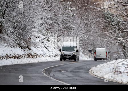 Neve a Terminillo, Rieti, Italia, il 29 novembre 2021. (Foto di Riccardo Fabi/NurPhoto) Foto Stock