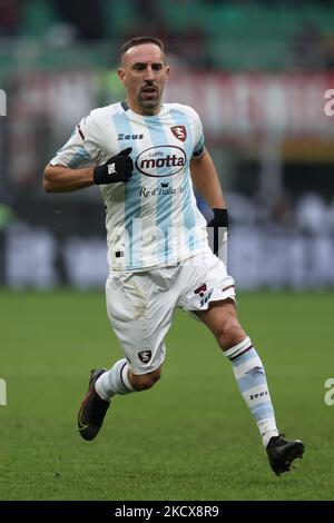 Franck Ribery (US Salernitana 1919) durante la serie di calcio italiana A match AC Milan vs US Salernitana il 04 dicembre 2021 allo stadio San Siro di Milano (Photo by Francesco Scaccianoce/LiveMedia/NurPhoto) Foto Stock