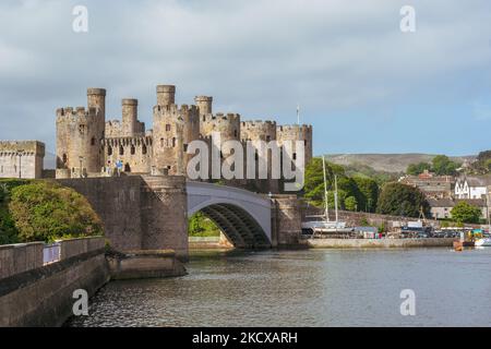 Conwy Castle e Harbor a Conwy Town, Galles del Nord, Regno Unito Foto Stock