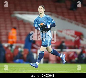 Manuela Zinsberger dell'Arsenale durante la Woman's Champions League Gruppo C tra le Donne dell'Arsenale e Barcellona Femenino allo stadio Emirates, crawly il 09th dicembre 2021 (Photo by Action Foto Sport/NurPhoto) Foto Stock