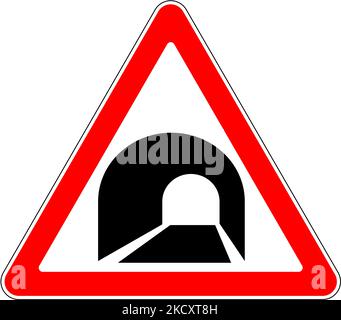 Segnaletica stradale Tunnel di avvertimento su sfondo bianco Illustrazione Vettoriale