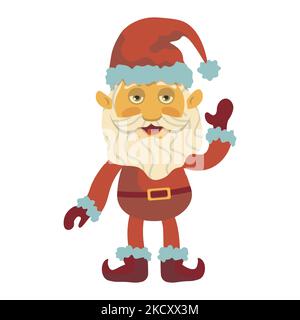 santa mano ondeggiante nuovo anno di natale carattere vettore Illustrazione Vettoriale