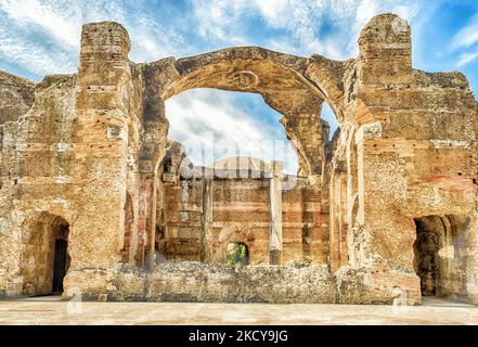 Rovine romane delle grandi Terme di Villa Adriana, Tivoli Foto Stock