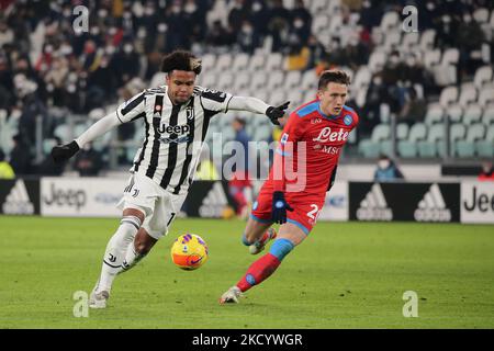 Weston McKennie (Juventus FC) durante la serie calcistica italiana A match Juventus FC vs SSC Napoli il 06 gennaio 2022 allo stadio Allianz di Torino (Photo by Claudio Benedetto/LiveMedia/NurPhoto) Foto Stock