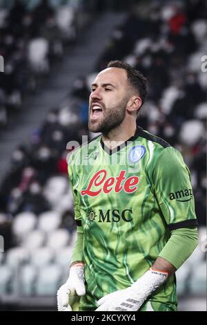 Il portiere di Napoli David Ospina (25) si accingerà durante la Serie A partita di calcio n.20 JUVENTUS - NAPOLI il 06 gennaio 2022 allo Stadio Allianz di Torino, Piemonte, Italia. Risultato finale: Juventus-Napoli 1-1. (Foto di Matteo Bottanelli/NurPhoto) Foto Stock
