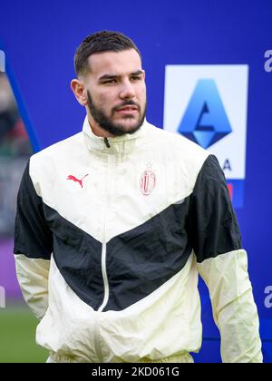 Il ritratto di Theo Hernandez a Milano durante la serie calcistica italiana Venezia FC vs AC Milan il 09 gennaio 2022 allo stadio Pier Luigi Penzo di Venezia (Photo by Ettore Griffoni/LiveMedia/NurPhoto) Foto Stock