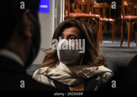 Il Presidente del Senato Maria Elisabetta Alberti Casellati ha partecipato all'inaugurazione dell'anno Accademico 2021-2022 dell'Università di Palermo. La cerimonia si è svolta presso il Teatro Politeama Garibaldi di Palermo. Italia, Sicilia, Palermo, 10 gennaio 2022 (Foto di Francesco Militello Mirto/NurPhoto) Foto Stock