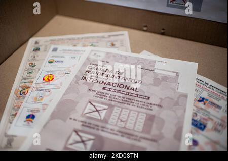 Il lato posteriore dei rappresentanti internazionali della Camera dei rappresentanti durante il concorso elettorale per il Congresso, il Senato e la Camera dei rappresentanti, le posizioni delle elezioni colombiane del 2022, a Bogotà, Colombia, il 12 gennaio, 2022 in un evento organizzato dal Consiglio elettorale Nazionale (CNE) e dal Registro civile Nazionale (Registraduria Nacional del Estado Civil). (Foto di Sebastian Barros/NurPhoto) Foto Stock