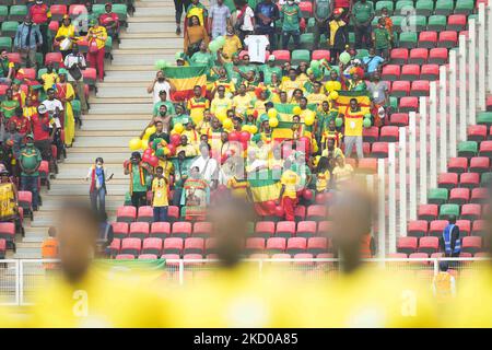 Tifosi etiopi durante il Camerun contro l'Etiopia, Coppa delle Nazioni africane, allo Stadio Olembe il 13 gennaio 2022. (Foto di Ulrik Pedersen/NurPhoto) Foto Stock