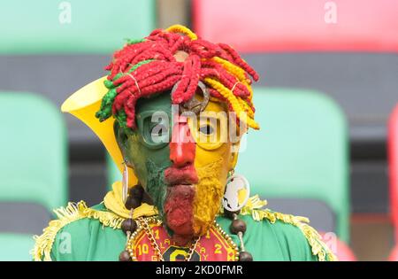 Tifosi durante il Camerun contro l'Etiopia, Coppa delle Nazioni africane, allo Stadio Olembe il 13 gennaio 2022. (Foto di Ulrik Pedersen/NurPhoto) Foto Stock