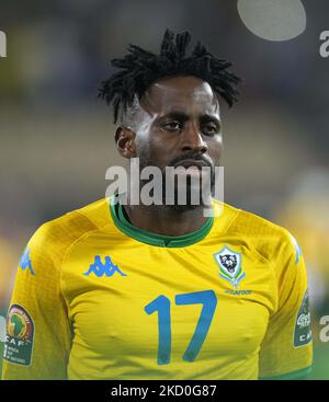 André Biyogo Poko del Gabon durante il Camerun contro l'Etiopia, Coppa delle Nazioni africane, allo Stadio di Olembe il 14 gennaio 2022. (Foto di Ulrik Pedersen/NurPhoto) Foto Stock