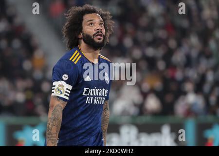 Marcelo Vieira da Silva del Real Madrid durante la partita di Coppa del Re di spagna tra Elche cf vs Real Madrid allo stadio Martinez Valero il 20 gennaio 2022. (Foto di Jose Miguel Fernandez/NurPhoto) Foto Stock