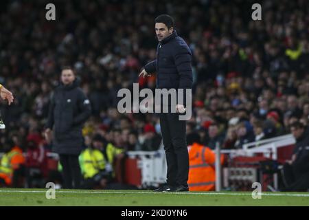 Direttore dell'Arsenal Mikel Arteta durante la Carabao Cup match tra Arsenal e Liverpool all'Emirates Stadium, Londra, giovedì 20th gennaio 2022. (Foto di Tom West/MI News/NurPhoto) Foto Stock