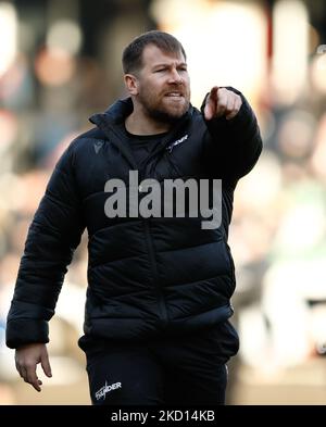 Michael Heap, Newcastle Thunder Academy Manager, reagisce durante l'amichevole incontro tra Newcastle Thunder e Warriors Wigan a Kingston Park, Newcastle, domenica 23rd gennaio 2022. (Foto di will Matthews/MI News/NurPhoto) Foto Stock