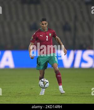 Achraf Hakimi del Marocco durante il Marocco contro il Gabon, Coppa delle nazioni africane, allo stadio Ahmadou Ahidjo il 18 gennaio 2022. (Foto di Ulrik Pedersen/NurPhoto) Foto Stock