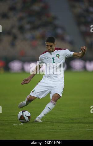 Achraf Hakimi del Marocco durante il Marocco contro l'Egitto, Coppa delle nazioni africane, allo stadio Ahmadou Ahidjo il 30 gennaio 2022. (Foto di Ulrik Pedersen/NurPhoto) Foto Stock