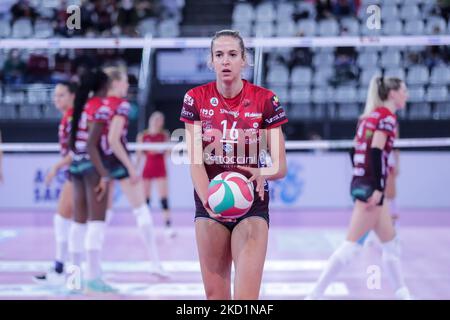 Helena Havelkova (Perugia) durante il Volley Serie Italiana A1 Women Match acqua&Sapone Roma Volley Club vs Bartoccini Fortinfissi Perugia il 30 gennaio 2022 al pala EUR di Roma (Foto di Luigi Mariani/LiveMedia/NurPhoto) Foto Stock