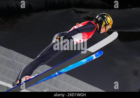 Juliane Seyfarth dalla Germania durante il salto con gli sci ai Giochi Olimpici invernali di Pechino 2022 al Zhangjiakou Genting Snow Park il 5 febbraio 2022 a Zhangjiakou, Cina. (Foto di Ulrik Pedersen/NurPhoto) Foto Stock