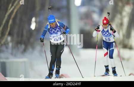 Johanna Talihaerme dall'Estonia durante il Biathlon ai Giochi Olimpici invernali di Pechino 2022 al Parco neve di Zhangjiakou Genting il 7 febbraio 2022 a Zhangjiakou, Cina. (Foto di Ulrik Pedersen/NurPhoto) Foto Stock