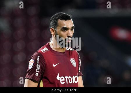 Ritratto di Billel Omrani durante cfr Cluj vs UTA Arad, Liga rumena 1, Stadio Dr. Constantin Radulescu, Cluj-Napoca, Romania, 08 febbraio 2022 (Foto di Flaviu Buboi/NurPhoto) Foto Stock