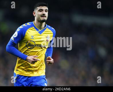 Armando broja di Southampton (in prestito da Chelsea) durante la Premier League tra Tottenham Hotspur e Southampton allo stadio Tottenham Hotspur , Londra, Inghilterra il 09th febbraio 2022 (Photo by Action Foto Sport/NurPhoto) Foto Stock