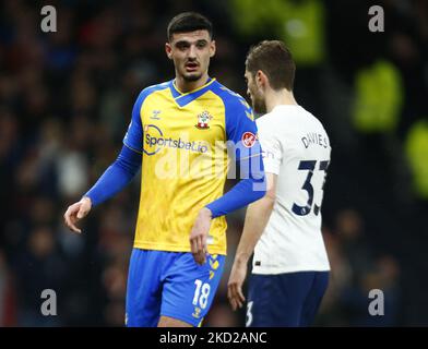 Armando broja di Southampton (in prestito da Chelsea) durante la Premier League tra Tottenham Hotspur e Southampton allo stadio Tottenham Hotspur , Londra, Inghilterra il 09th febbraio 2022 (Photo by Action Foto Sport/NurPhoto) Foto Stock