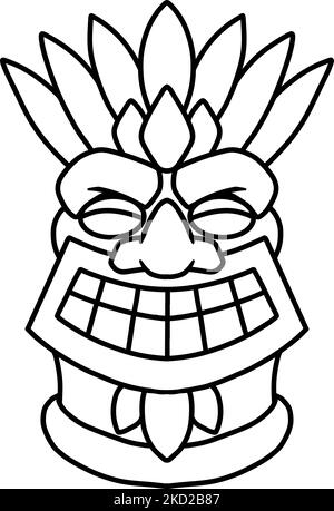 Illustrazione di tiki idol in stile monocromatico. Elemento di design per poster, scheda, banner, emblema, cartello. Illustrazione vettoriale Illustrazione Vettoriale