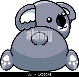 Un carino kawaii koala personaggio cartone animato che guarda indietro con una felice espressione su uno sfondo bianco Illustrazione Vettoriale