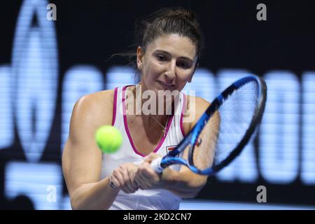 Irina-Camelia Begu in una partita contro Tereza Martintsova al torneo Ladies Trophy 2022 di San Pietroburgo. Irina-Camelia Begu ha vinto un punteggio totale di 6,4 6,2 San Pietroburgo, Russia. 11 feb 2022 (Foto di Valya Egorshin/NurPhoto) Foto Stock