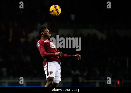 Wilfred Singo del Torino FC delusione durante la Serie A Football Match tra Torino FC e Venezia, allo Stadio Olimpico Grande Torino, il 12 febbraio 2022 a Torino (Foto di Alberto Gandolfo/NurPhoto) Foto Stock