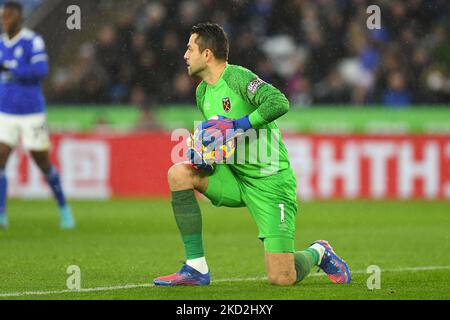 Lukasz Fabianski of West Ham United durante la partita della Premier League tra Leicester City e West Ham United al King Power Stadium di Leicester domenica 13th febbraio 2022. (Foto di Jon Hobley/MI News/NurPhoto) Foto Stock