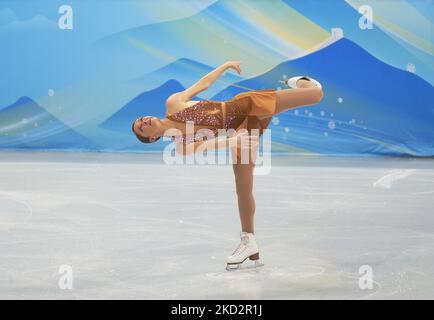 Natasha Mckay dalla Gran Bretagna al pattinaggio di figura, Pechino 2022 Giochi Olimpici invernali, Capital Indoor Stadium il 15 febbraio 2022 a Zhangjiakou, Cina. (Foto di Ulrik Pedersen/NurPhoto) Foto Stock