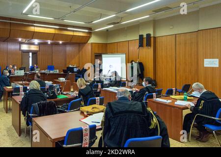 Il processo per il crollo degli ex edifici Iacp in Piazza Sagnotti ad Amatrice nel terremoto del 24 agosto 2016. Nell'udienza odierna - presso la Corte di Rieti - davanti al giudice arriva Fabrizio Curcio, Capo della protezione civile dal 2015 al 2017 e di nuovo al timone nel 2021. Rieti, 16 febbraio 2022. (Foto di Riccardo Fabi/NurPhoto) Foto Stock