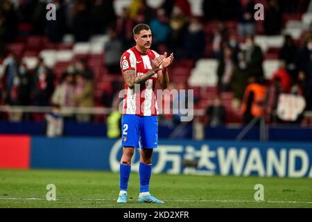 Josema Gimenez durante la partita della Liga tra Atletico de Madrid e Levante UD a Wanda Metropolitano il 16 febbraio 2022 a Madrid, Spagna. (Foto di Rubén de la Fuente Pérez/NurPhoto) Foto Stock