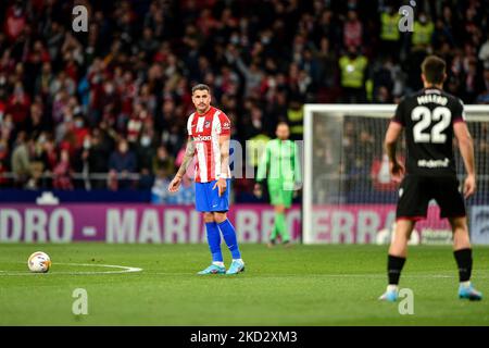 Josema Gimenez durante la partita della Liga tra Atletico de Madrid e Levante UD a Wanda Metropolitano il 16 febbraio 2022 a Madrid, Spagna. (Foto di Rubén de la Fuente Pérez/NurPhoto) Foto Stock