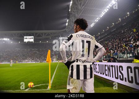 Juan Cuadrado della Juventus FC durante la Serie A Football match tra Juventus FC e Torino FC allo stadio Allianz, il 18 febbraio 2022 a Torino (Foto di Alberto Gandolfo/NurPhoto) Foto Stock