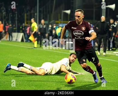 Franck Ribery di noi Salernitana durante la Serie Una partita tra noi Salernitana e AC Milan il 19 febbraio 2022 stadio 'Arechi' di Salerno (Foto di Gabriele Maricchiolo/NurPhoto) Foto Stock