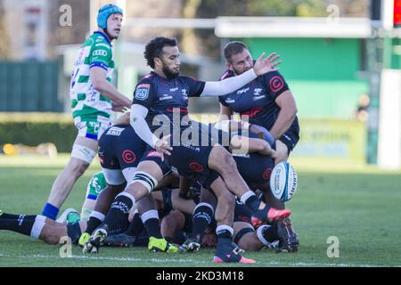 jaden hendrikse durante la partita del Campionato di rugby Unito Benetton Rugby vs Cell C Sharks il 26 febbraio 2022 allo stadio Monigo di Treviso (Photo by Alfio Guarise/LiveMedia/NurPhoto) Foto Stock