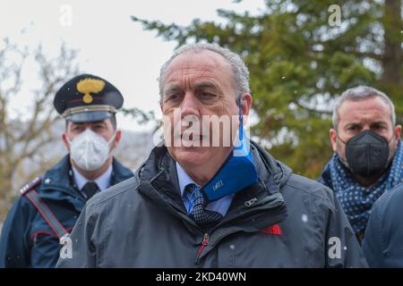 Cinquantasei case ricostruite dopo il terremoto del 2016 furono consegnate ad Amatrice. Altri 26 saranno consegnati per un totale di 82 famiglie. Ad Amatrice, Rieti, Italia, il 01 marzo 2022. (Foto di Riccardo Fabi/NurPhoto) Foto Stock