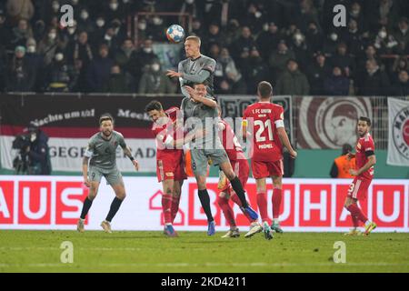 Simon Makienok del FC St Pauli durante la Union Berlin vs FC St. Pauli, Coppa di Germania, allo Stadion an der Alten Försterei, Berlino, Germania il 1 marzo 2022. (Foto di Ulrik Pedersen/NurPhoto) Foto Stock