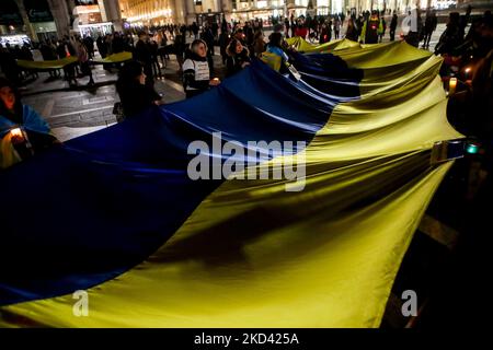 Rally per dimostrare contro l'invasione militare russa dell'Ucraina, il 01 marzo 2022, a Milano. (Foto di Mairo Cinquetti/NurPhoto) Foto Stock