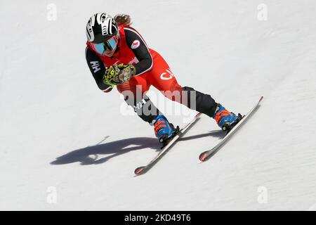 03-03-2022 Beijing, Cina. Beijing2022 Giochi Paralimpici - Para Alpine Ski Downhill Yanqing Centro Nazionale di Sci Alpino: Mollie Jepsen (CAN) categoria LW6/8-2 in azione durante il tirocinio 3rd. (Foto di Mauro Ujetto/NurPhoto) Foto Stock