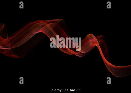 Una clipart 3D di un effetto rosso astratto e dinamico su sfondo nero Foto Stock